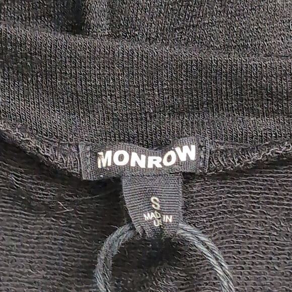 NWT Monrow Black Long Sleeve Ruched V Neck Knit Dress USA Made Revolve Size S - Picture 6 of 11